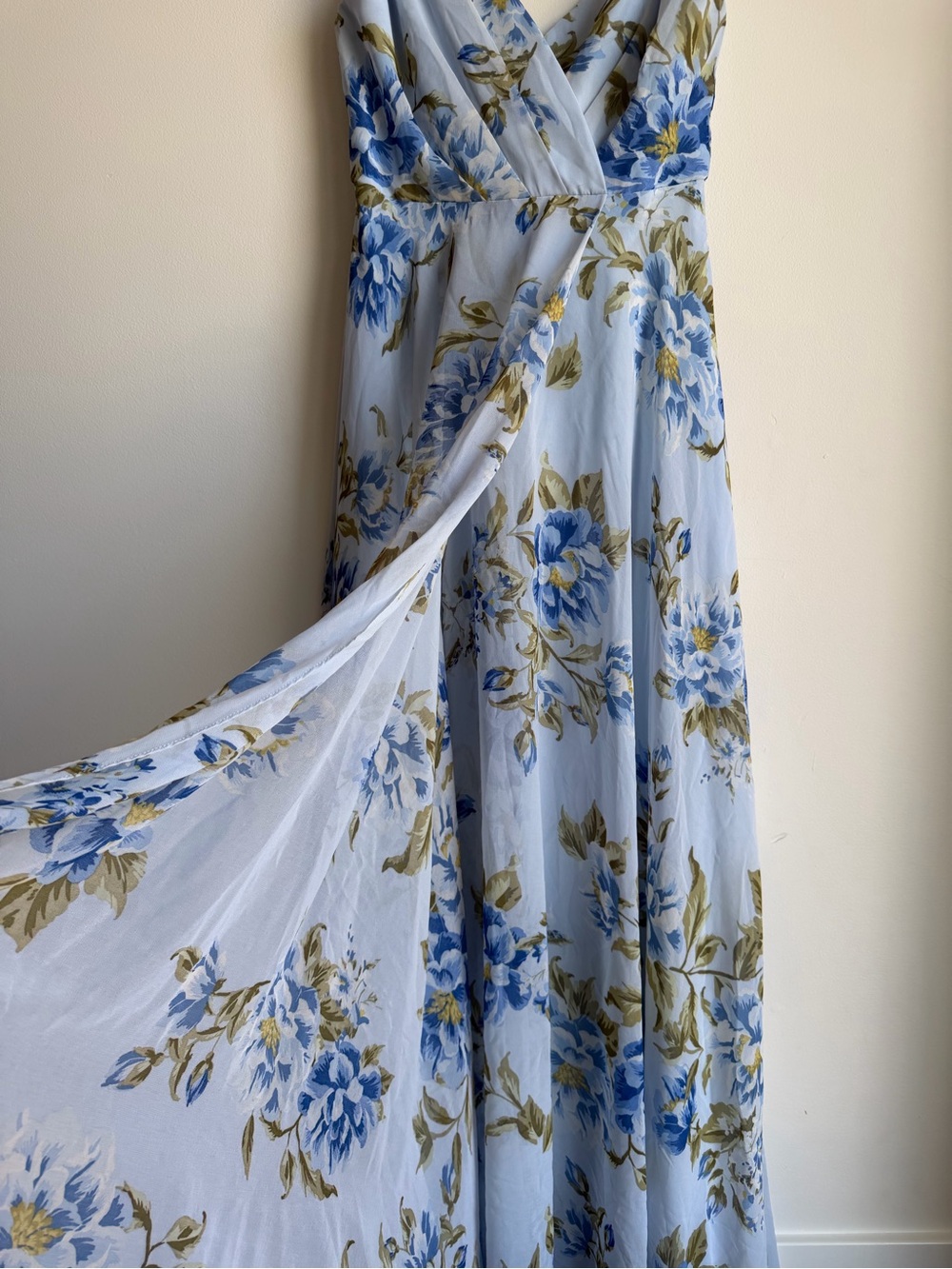 NWOT Lulu's Light Blue Floral Maxi Gown Dress Oh-So Romantic - Picture 9 of 10